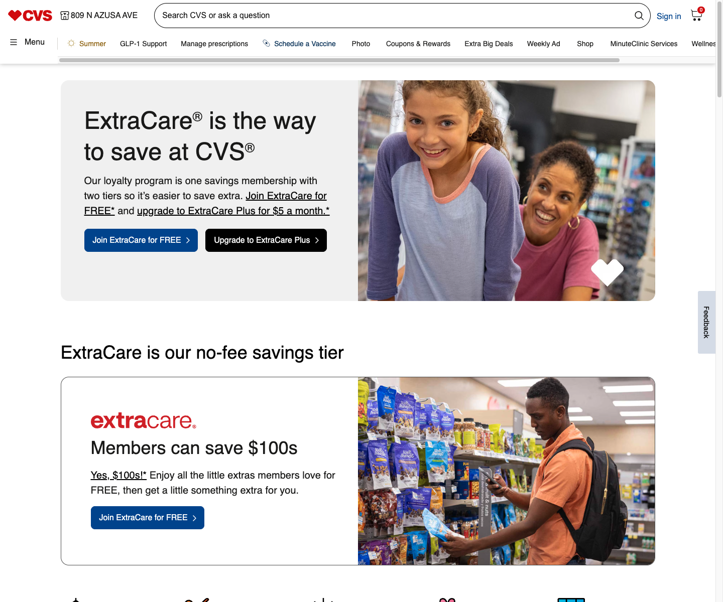 CVS ExtraCare program page