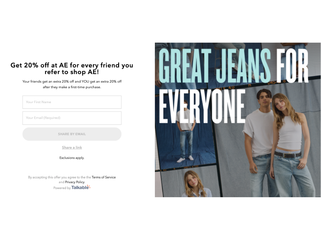 American Eagle desktop referral campaign