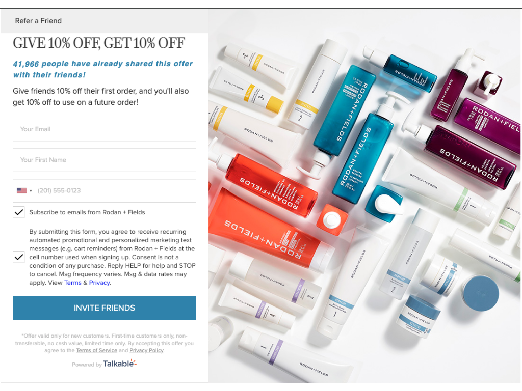 Rodan + Fields desktop referral campaign
