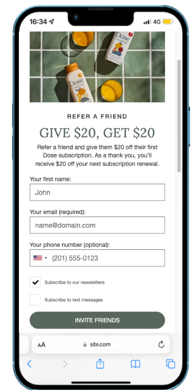 Dose referral campaign - Give $20, Get $20