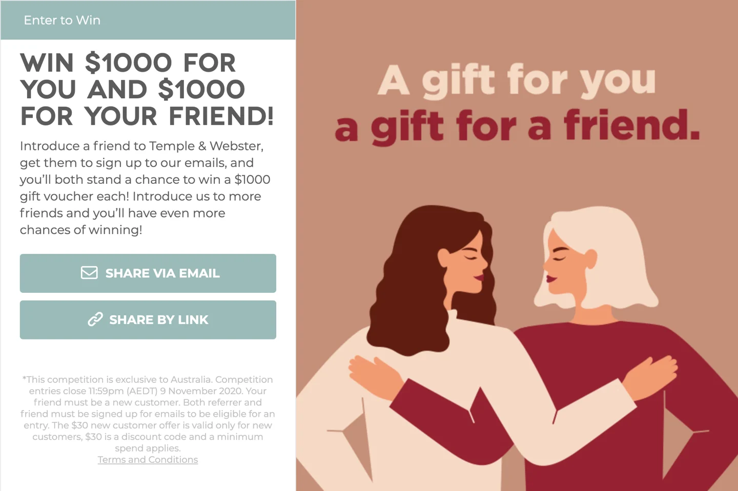 Product sharing referral campaign example