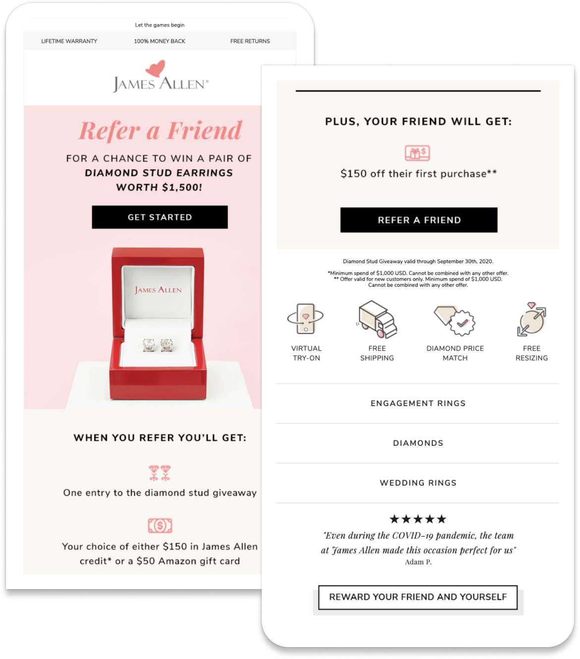 James Allen referral email example