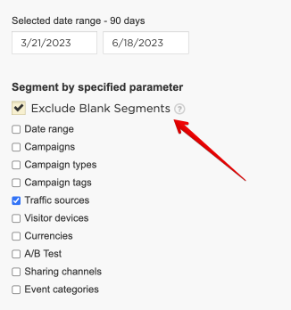 Metrics Aggregation Report: “Exclude Blank Segments” Checkbox