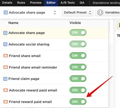Automatic Inclusion of Friend Reward Paid Email in Default Campaigns