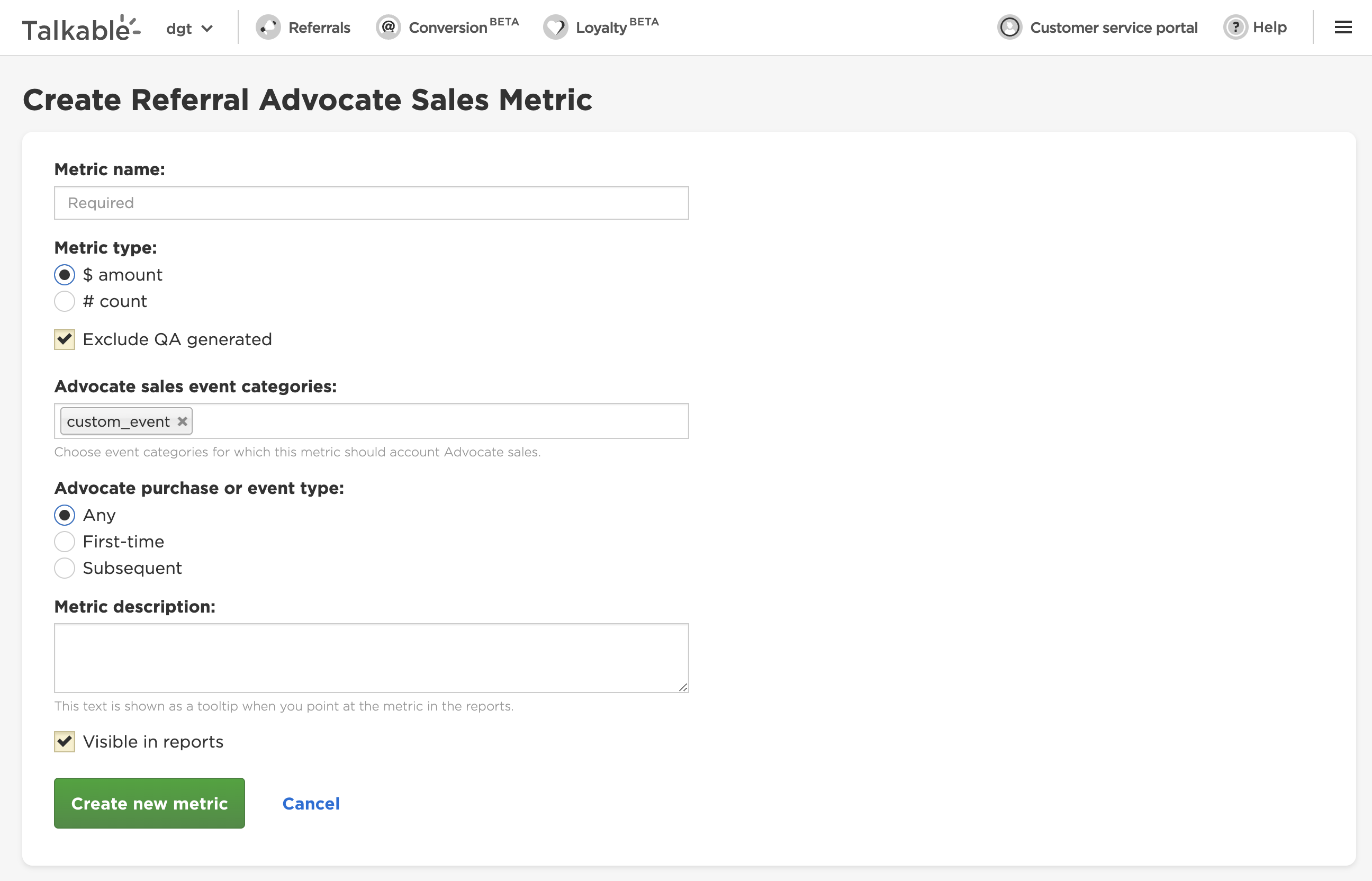 Introduction of Event Category Field in Advocate Sales Metrics