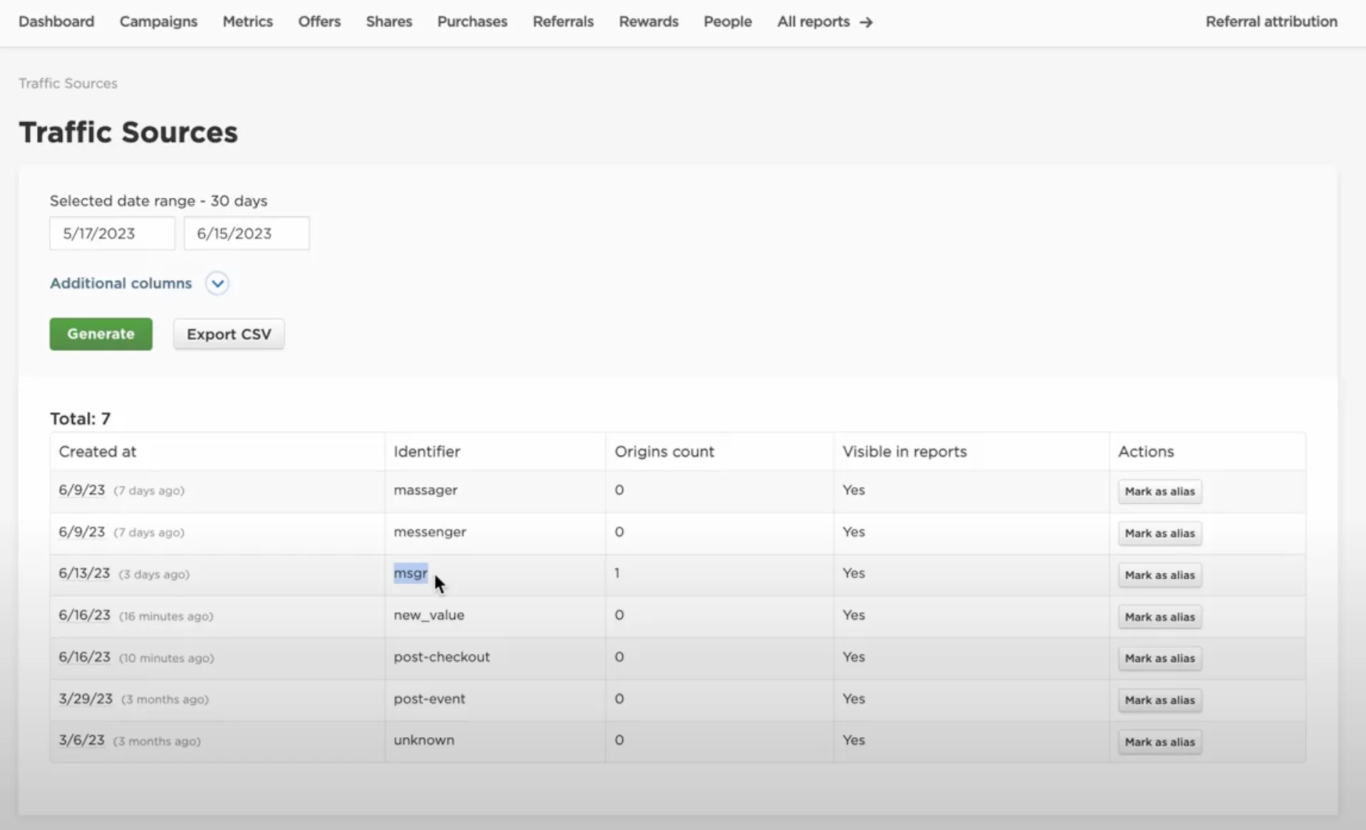 Basic Report for Traffic Sources