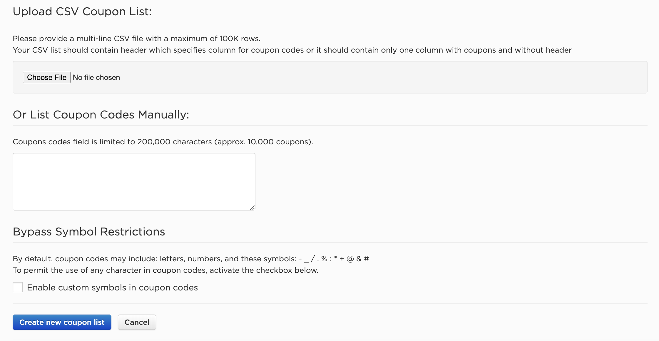 Custom Symbol Support in Coupon Codes