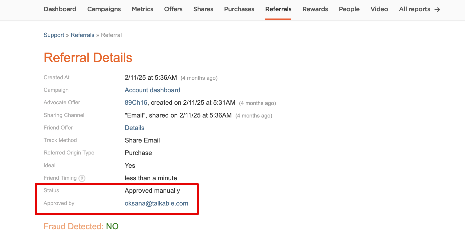 New Referrals Report Enhancements: Control over Manual Approvals