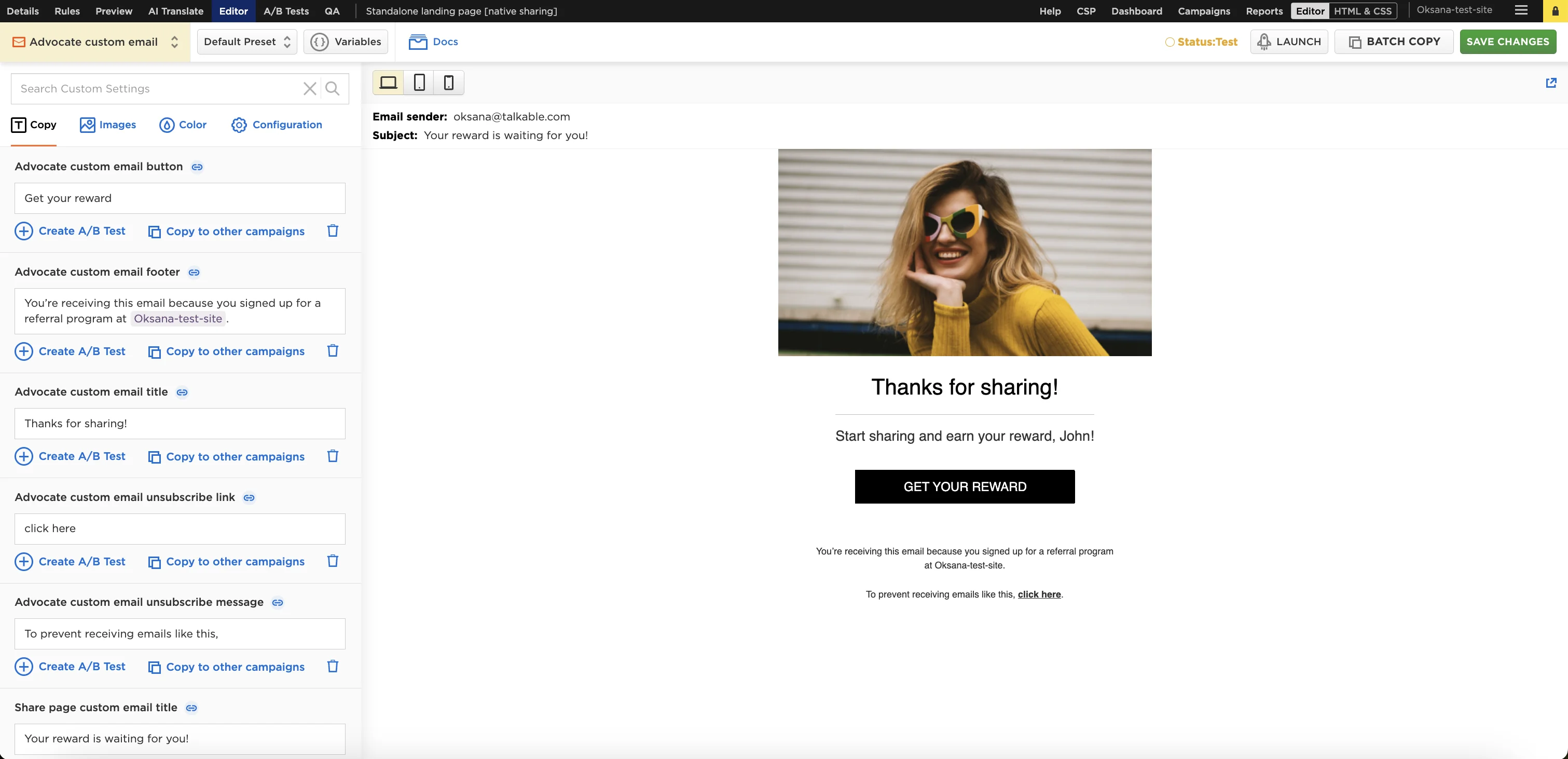 New Default Templates for Advocate and Friend Custom Emails