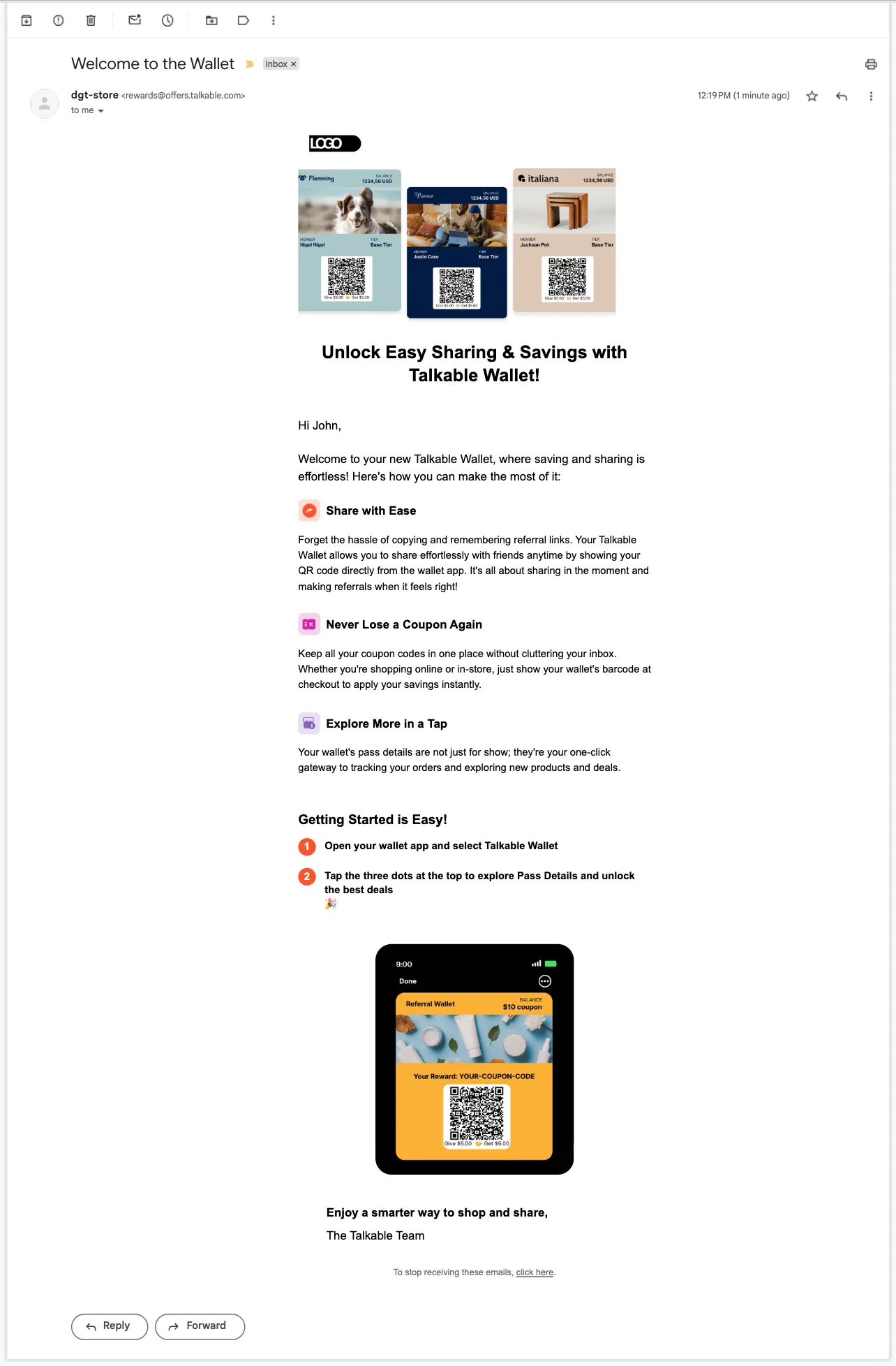 From Wallet Install to Share: New Wallet Welcome Email